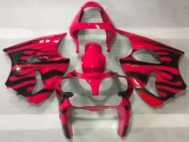 2000-2002 Red Black Flame Kawasaki ZX6R Motorcycle Fairings Australia