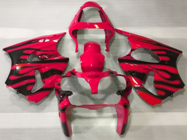 2000-2002 Red Black Flame Kawasaki ZX6R Motorcycle Fairings Australia