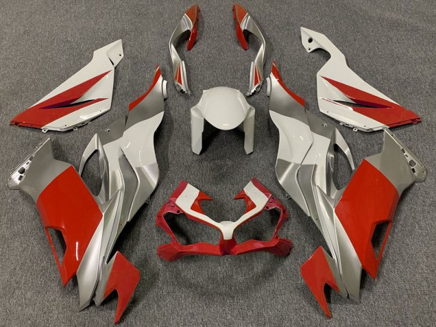 2019-2022 White Silver Red Kawasaki ZX6R Motorcycle Fairings Australia