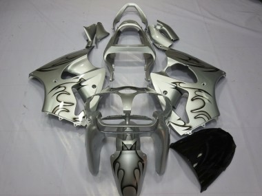 2000-2002 Silver Black Flame Kawasaki ZX6R Motorcycle Fairings Australia