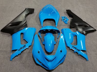 2005-2006 Vibrant Blue Matte Black Kawasaki ZX6R Motorcycle Fairings Australia