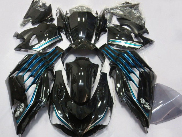 2012-2024 Glossy Black Light Blue Kawasaki ZX14R ZZR 1400 Motorcycle Fairings Australia