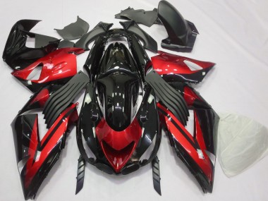 2006-2011 Red Glossy Black Stripe Kawasaki ZX14R Motorcycle Fairings Australia