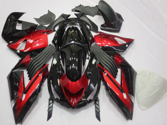 2006-2011 Red Glossy Black Stripe Kawasaki ZX14R Motorcycle Fairings Australia