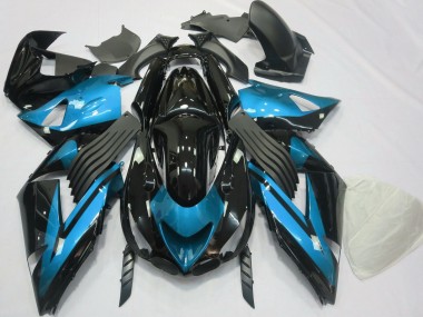 2006-2011 Light Blue Glossy Black Kawasaki ZX14R Motorcycle Fairings Australia