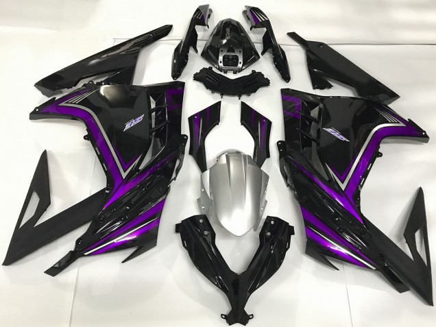 2013-2024 Glossy Black Purple Kawasaki Ninja 300 Motorcycle Fairings Australia