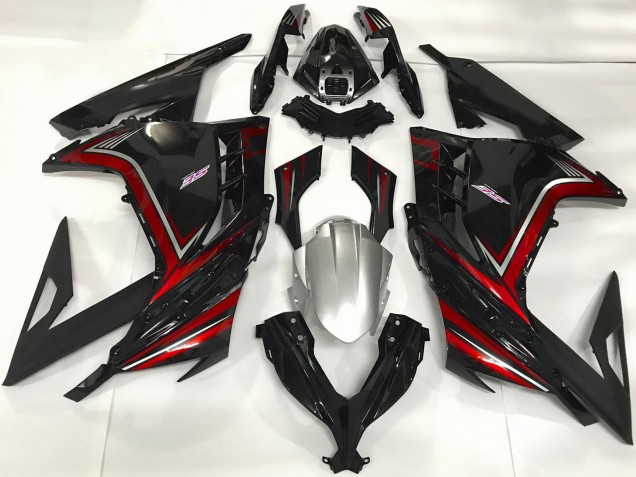 2013-2024 Glossy Black Red Kawasaki Ninja 300 Motorcycle Fairings Australia
