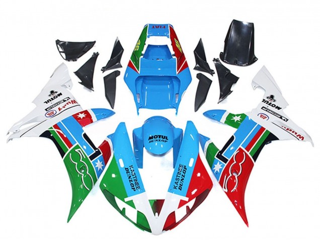 2002-2003 White Blue Red Green Motul Michelin Dunlop Yamaha R1 Motorcycle Fairings Australia