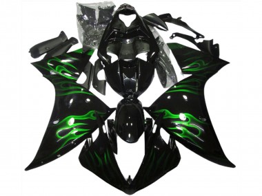 2009-2011 Glossy Black Green Flame Yamaha R1 Motorcycle Fairings Australia
