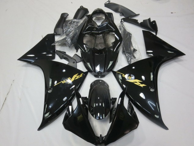 2009-2011 Glossy Black Gold Decal Yamaha R1 Motorcycle Fairings Australia