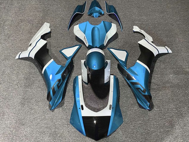 2015-2019 Light Blue White Carbon Fiber Accents Yamaha R1 Motorcycle Fairings Australia