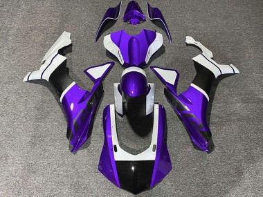 2015-2019 White Purple Carbon Fiber Accents Yamaha R1 Motorcycle Fairings Australia