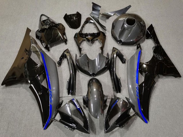 2008-2016 Glossy Black Carbon Fiber Style Blue Yamaha R6 Motorcycle Fairings Australia