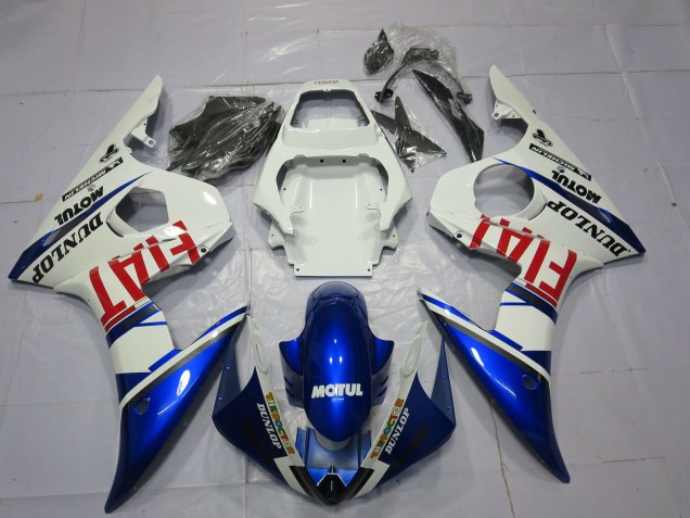 2003-2004 White Blue Red Fiat Motul Dunlop Yamaha R6 Motorcycle Fairings Australia