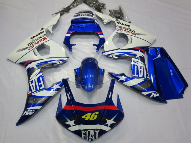 2003-2004 White Blue Fiat Michelin Motul 46 Yamaha R6 Motorcycle Fairings Australia