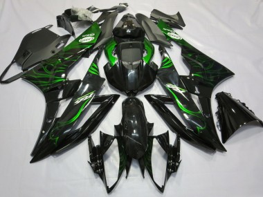 2006-2007 Glossy Black Green Flame Yamaha R6 Motorcycle Fairings Australia