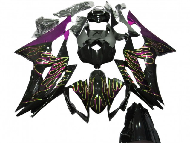 2008-2016 Purple Glossy Black Gold Flame Yamaha R6 Motorcycle Fairings Australia
