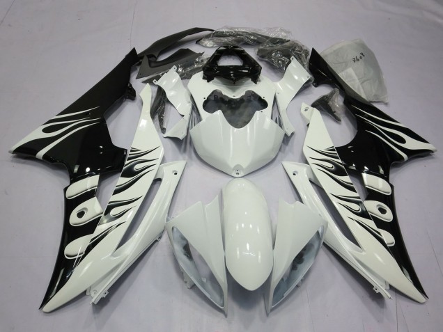 2008-2016 White Glossy Black Flame Yamaha R6 Motorcycle Fairings Australia