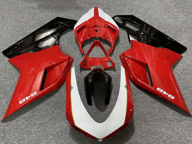 2007-2014 White Red Glossy Black Ducati 848 Motorcycle Fairings Australia