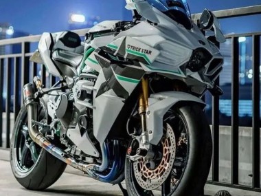 2015-2022 White with Green Lines Kawasaki Ninja H2 Motorcycle Fairings Australia