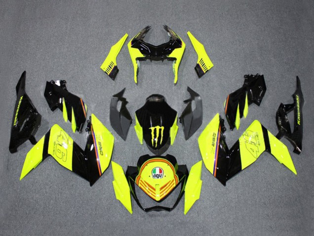 2015-2016 Yellow Glossy Black Monster Kawasaki Z250/Z300 Motorcycle Fairings Australia
