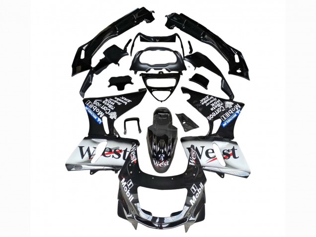 1993-2007 Glossy Black White West Kawasaki ZZR400 Motorcycle Fairings Australia