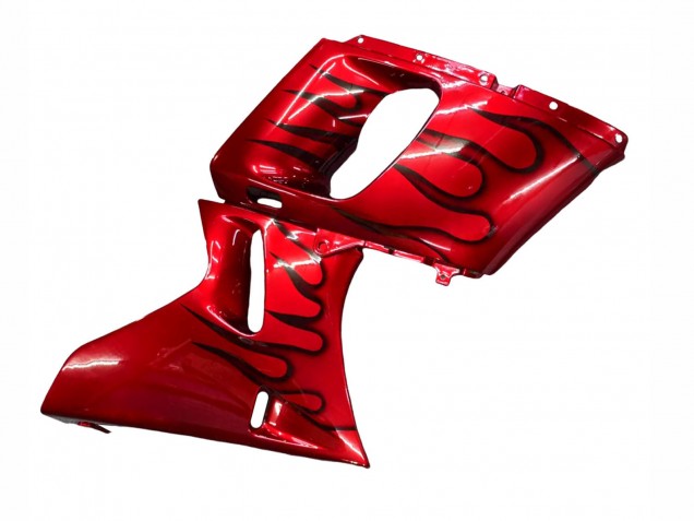 1998-2003 Red with Black Flame Kawasaki ZZR600 Motorcycle Fairings Australia