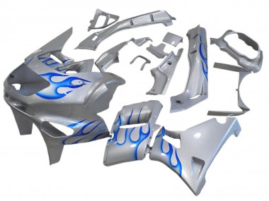 1998-2003 White Blue Flame Kawasaki ZZR600 Motorcycle Fairings Australia