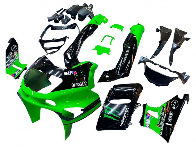 1993-2007 Green Glossy Black Green Monster Elf Touch4 Bridgestone Kawasaki ZZR400 Motorcycle Fairings Australia