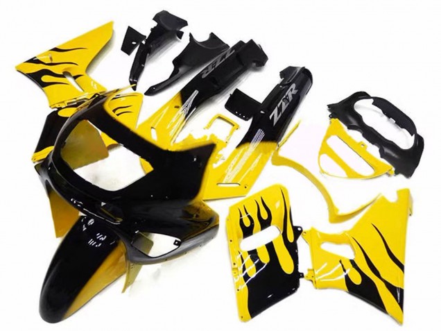 1998-2003 Yellow Black Flame Kawasaki ZZR600 Motorcycle Fairings Australia