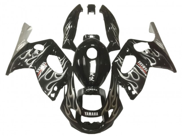 1996-2007 Glossy Black Silver Flame Yamaha YZF600R Thundercat Motorcycle Fairings Australia