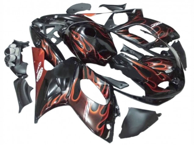1996-2007 Black with Dark Orange Flame Yamaha YZF600R Thundercat Motorcycle Fairings Australia