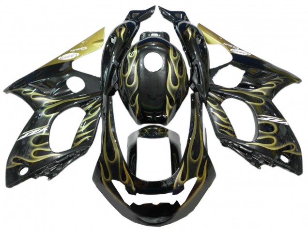 1996-2007 Black with Gold Flame Yamaha YZF600R Thundercat Motorcycle Fairings Australia
