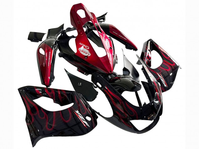 1997-2007 Black with Red Flame Yamaha YZF 1000R Thunderace Motorcycle Fairing Kits Australia