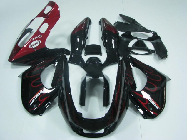 1997-2007 Black with Red Flame Yamaha YZF 1000R Thunderace Motorcycle Fairings Australia