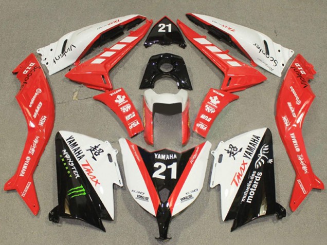 2012-2014 White Red Black Monster 21 Yamaha TMAX530 Motorcycle Fairings Australia