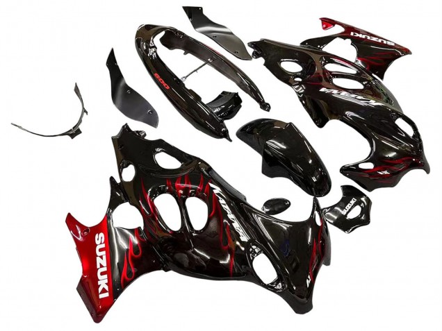 2004-2006 Glossy Black Red Flame Suzuki GSX600F/GSX750F Motorcycle Fairings Australia