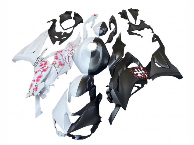 2023-2025 Black White with Flower Kawasaki ZX6R Motorcycle Fairings Australia