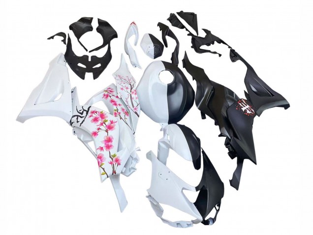 2023-2025 Black White with Flower Kawasaki ZX6R Motorcycle Fairings Australia
