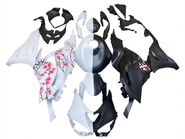 2023-2025 Black White with Flower Kawasaki ZX6R Motorcycle Fairings Australia