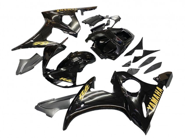 2003-2004 Glossy Black Gold Decals Yamaha YZF R6 Motorcycle Fairings Australia