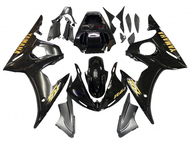 2003-2004 Glossy Black Gold Decals Yamaha YZF R6 Motorcycle Fairings Australia