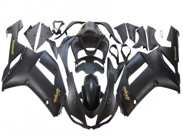 2007-2008 Matte Black with Yellow Logo Ninja Kawasaki ZX6R Motorcycle Fairings Australia
