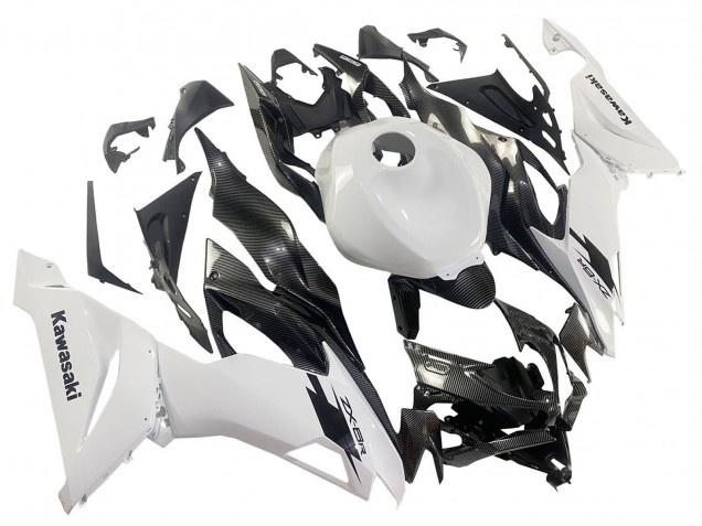 2019-2022 White Black Carbon Fiber Kawasaki ZX6R Motorcycle Fairings Australia
