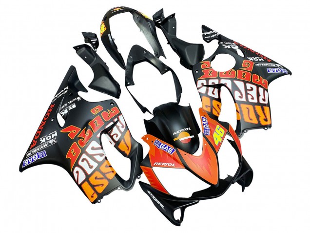 2004-2007 Matte Black Orange Rossi Honda CBR600 F4i Motorcycle Fairings Australia