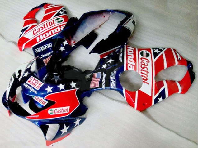 1999-2000 Red White Blue Glossy Black Star Castrol Honda CBR600 F4 Motorcycle Fairings Australia