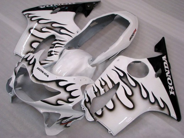 1999-2000 White Glossy Black Flame Honda CBR600 F4 Motorcycle Fairings Australia
