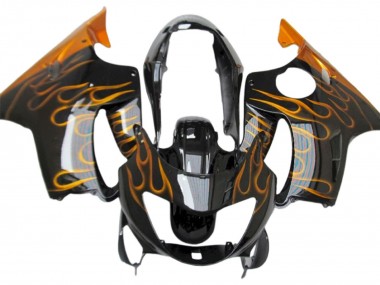 1999-2000 Glossy Black Gold Flame Honda CBR600 F4 Motorcycle Fairings Australia