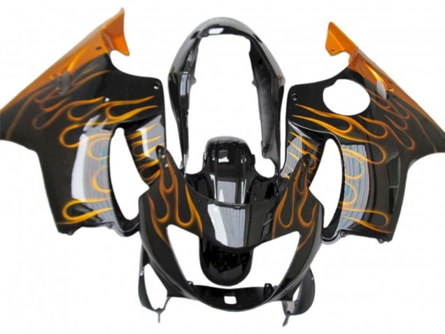 1999-2000 Glossy Black Gold Flame Honda CBR600 F4 Motorcycle Fairings Australia