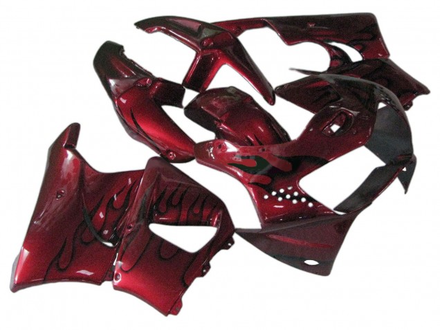 1998-1999 Dark Red with Black Flame Honda CBR900RR 919 Motorcycle Fairings Australia